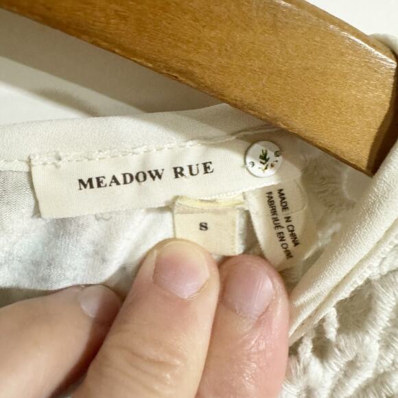 Meadow Rue Tank Top Womens Small Cream Lace Peplum Hem Boho Anthropologie - Picture 4 of 5